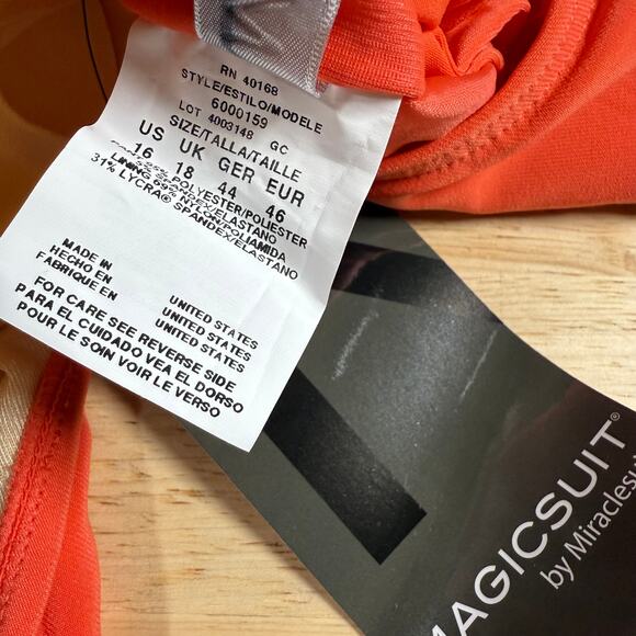 MAGICSUIT NWT Reese Cowl Back Tankini Top & Shirred Bikini Bottom Size 16 Orange - Picture 6 of 16
